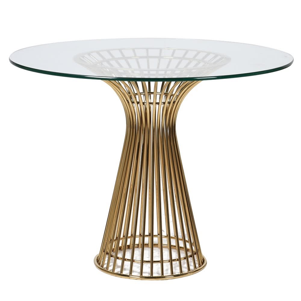 Showing image for Glass & burnished gold pedestal dining table