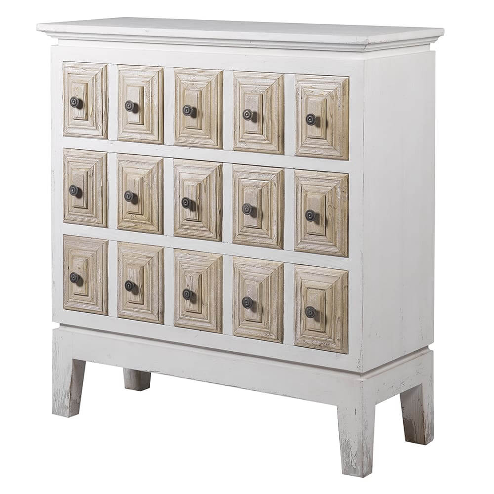 Showing image for Ivory 3-drawer / multi-handled cabinet