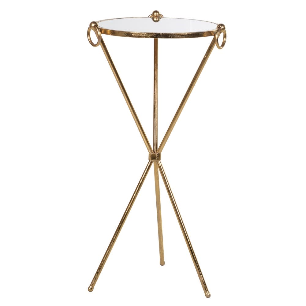 Showing image for Glass topped golden legged tripod table