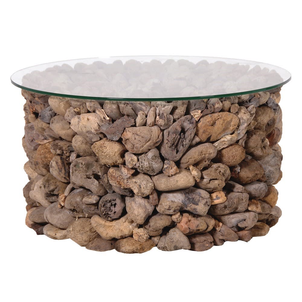Glass drum deals coffee table