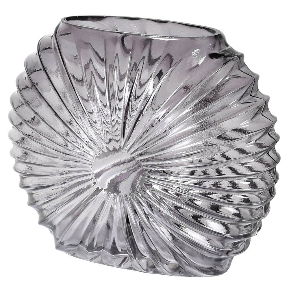 Showing image for Round ribbed slim glass vase