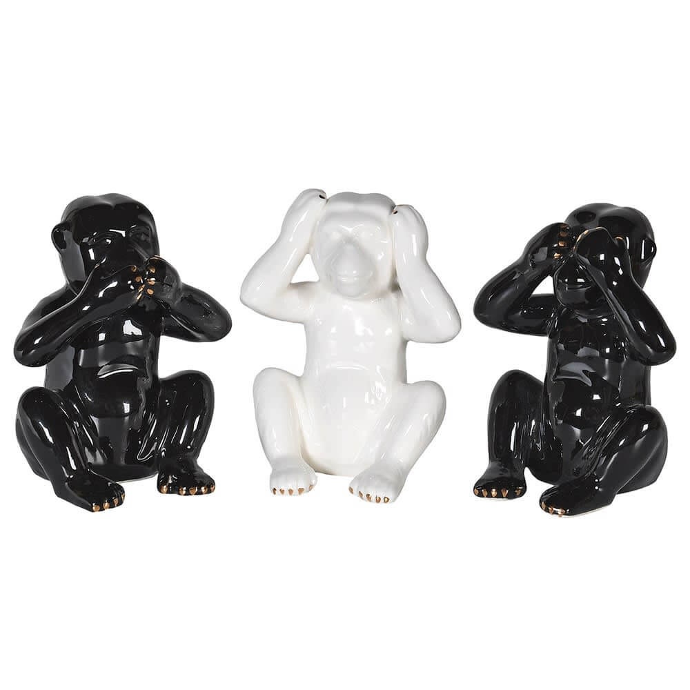 Showing image for Black & white cheeky monkey ornaments - set of 3