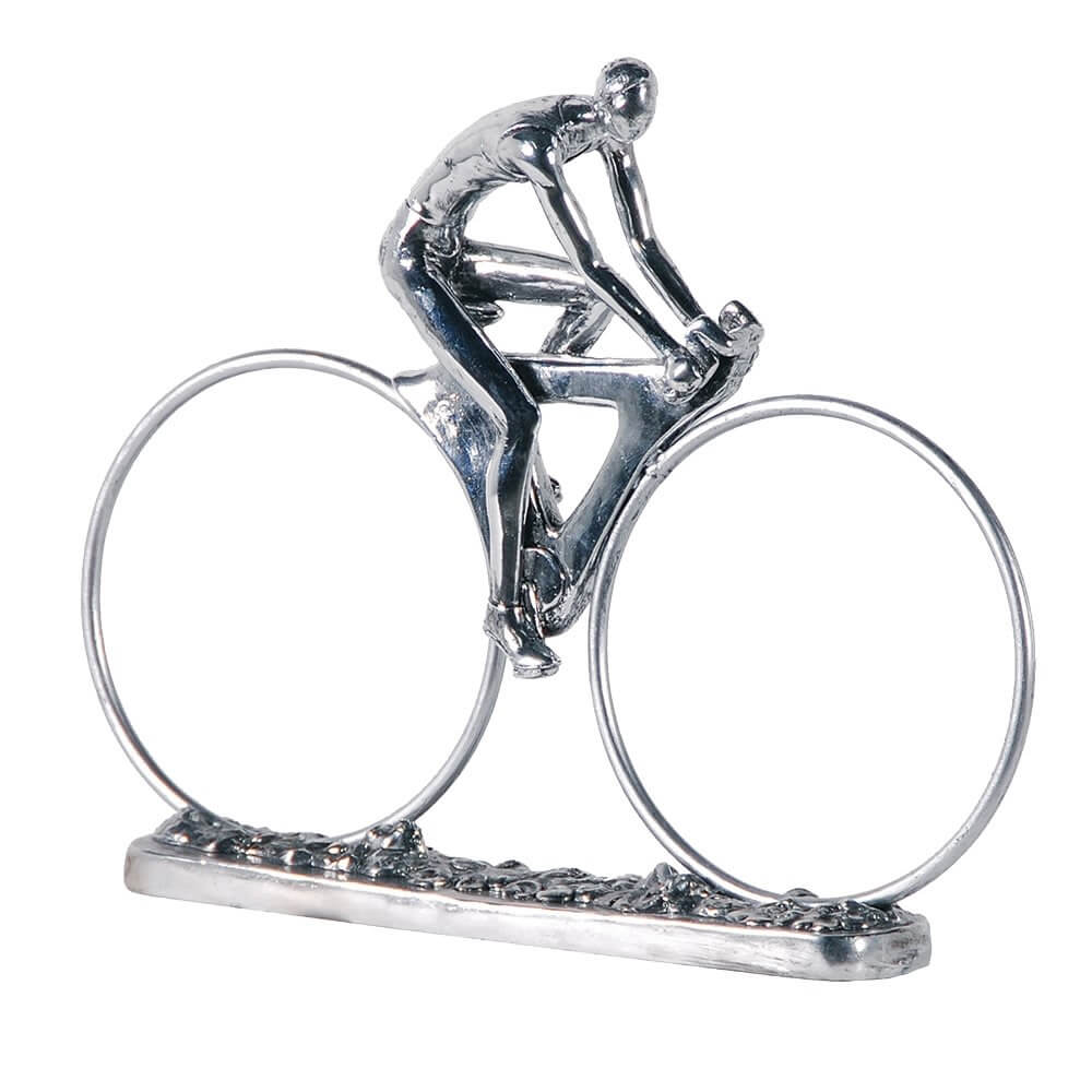 Showing image for Stylised cyclist sculpture in silver
