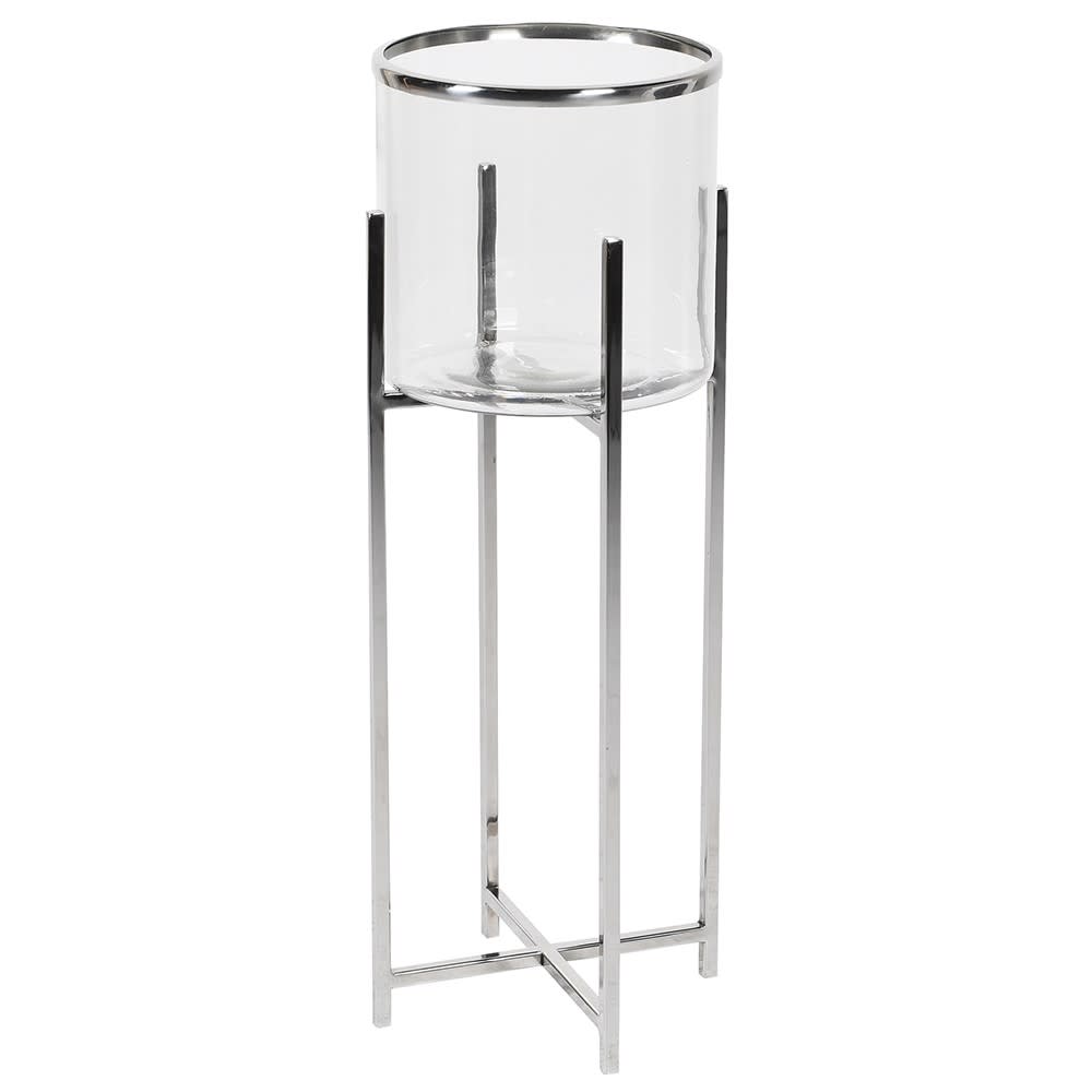 Showing image for Glass hurricane with silver stand