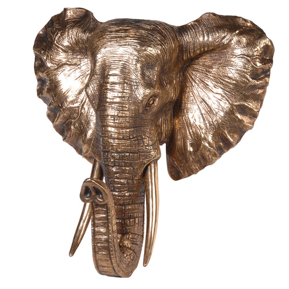 Showing image for Golden 'eddy' elephant head wall sculpture