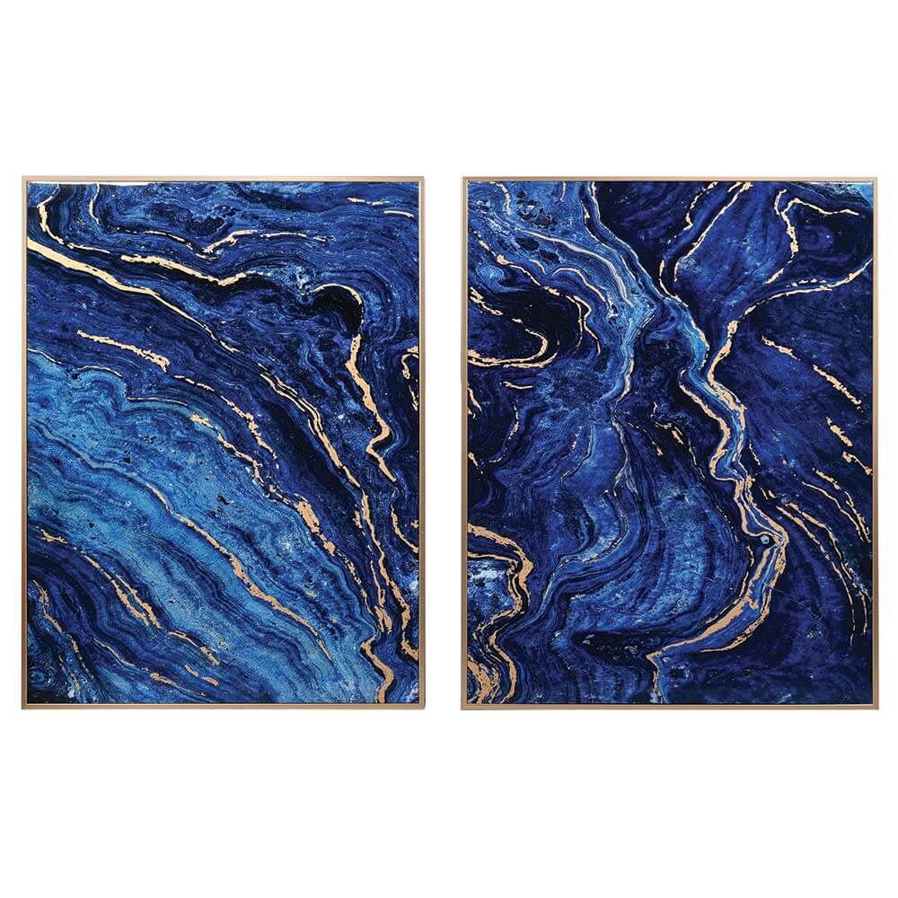 Showing image for Sapphire & gold marble effect panels - pair