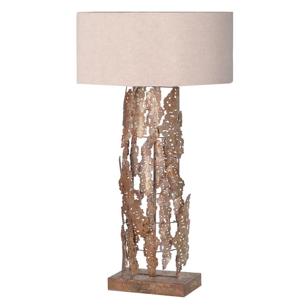 Showing image for Gold bark lamp base with shade