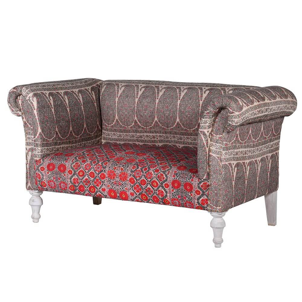 Showing image for Paisley print pink 2-seater sofa
