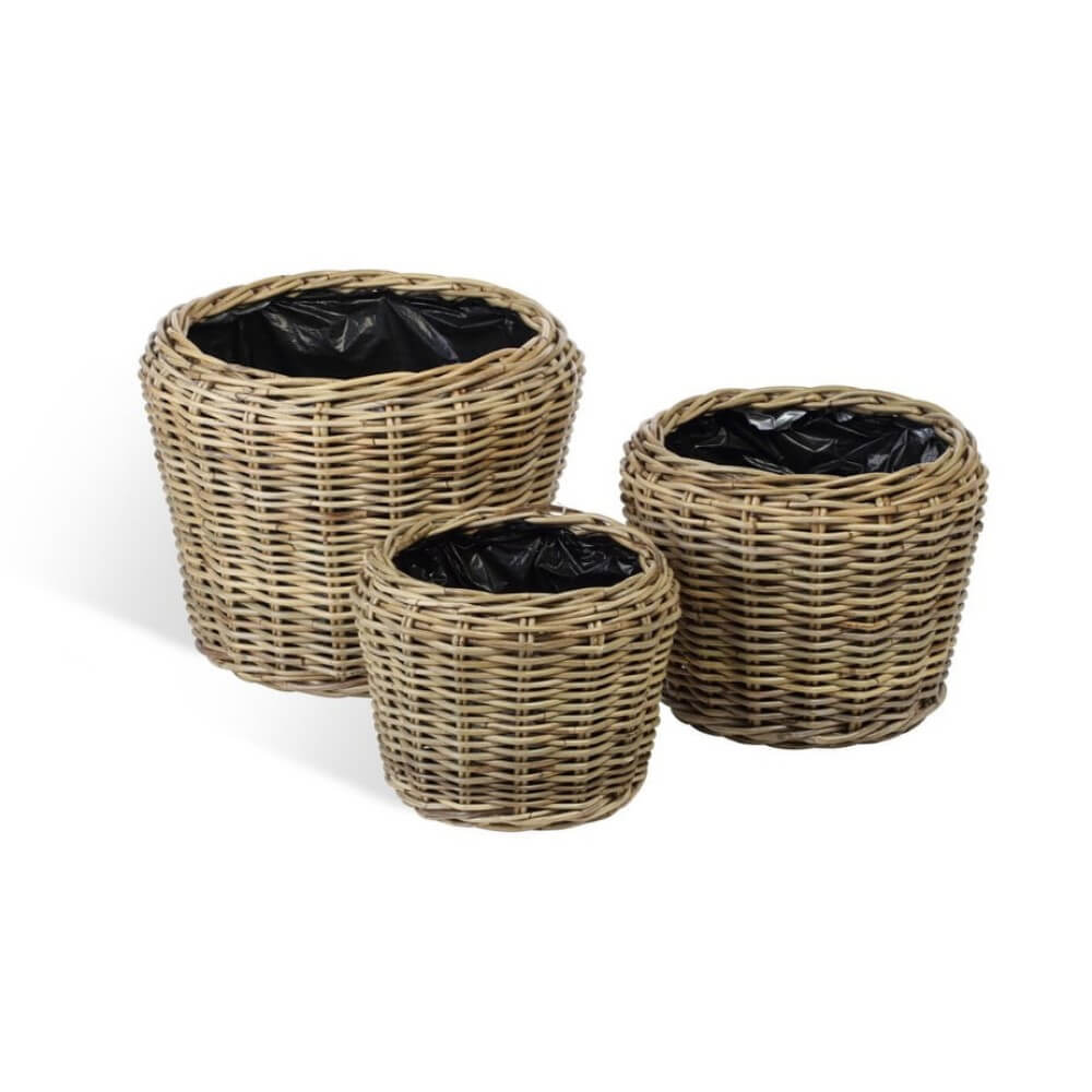 Showing image for Lined rattan plant baskets