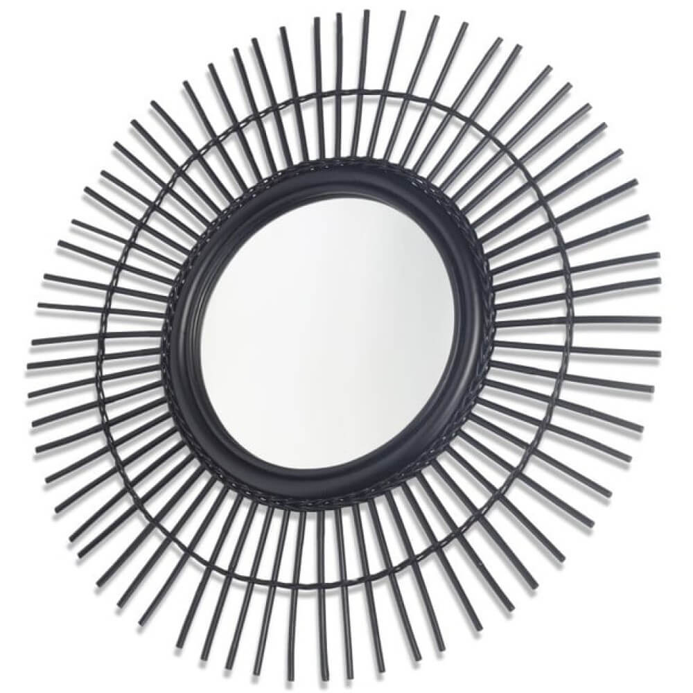 Showing image for Vintage round mirror - black