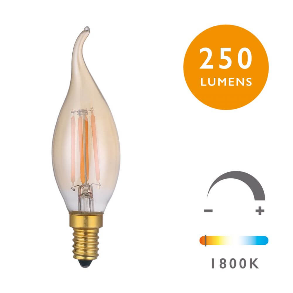 Showing image for Ses/e14 dimmable led vintage flame tip candle light bulb (lamp)