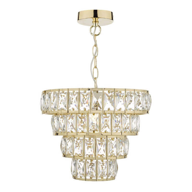 Showing image for Carly 4-tier pendant - crystal & gold
