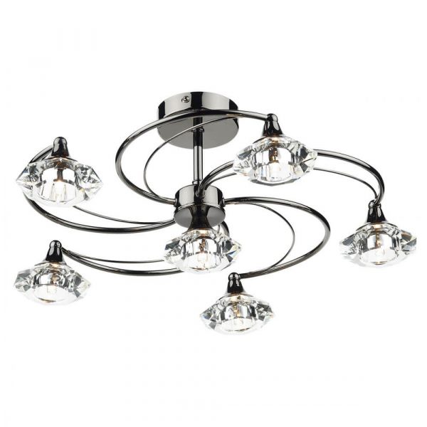 Diamond 6-Lamp Ceiling Light - Black Chrome