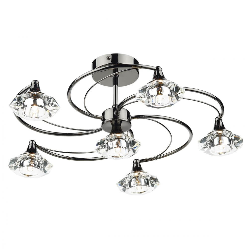 Showing image for Diamond 6-lamp ceiling light - black chrome