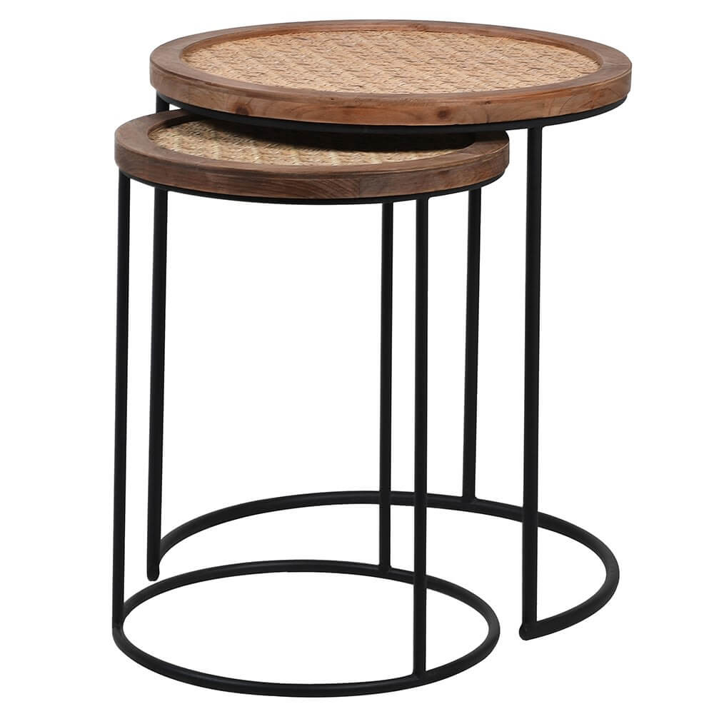 Showing image for Rattan top nest tables x2