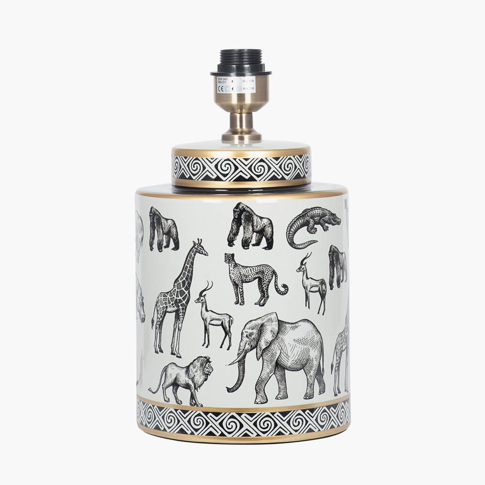 Showing image for Monochrome animal print ceramic lamp