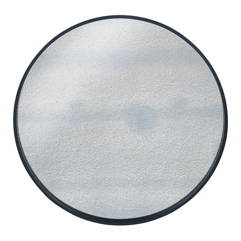 Showing image for Black veneer circular mirror with foxed glass