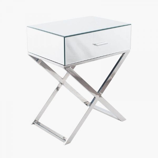 SUZETTE SILVER MIRROR GLASS DRAWER UNIT