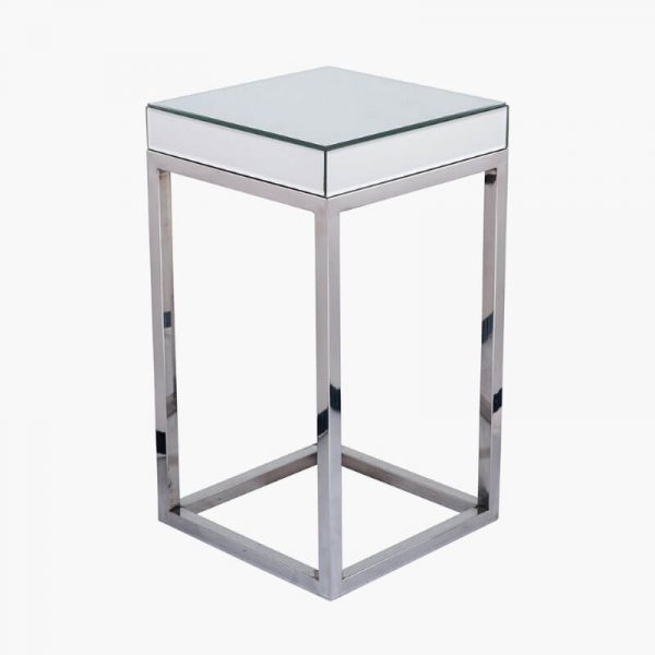 Suzette Silver Mirror Glass Side Table