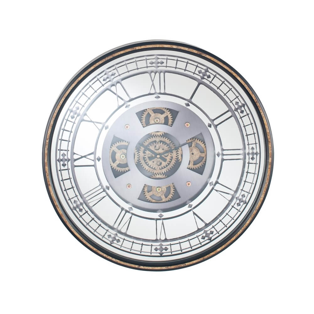 Showing image for Mirrored cogs round wall clock