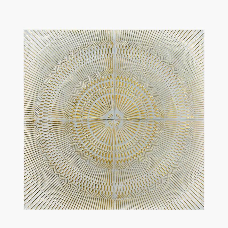 Showing image for Minerva metal wall art in gold and white
